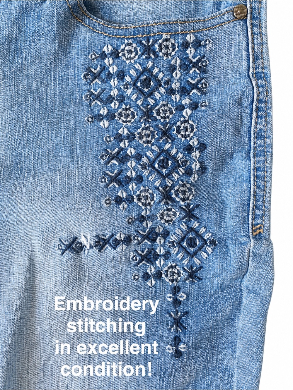 Christopher & Banks Light Blue Jeans Embroidered 12 - Picture 4 of 8